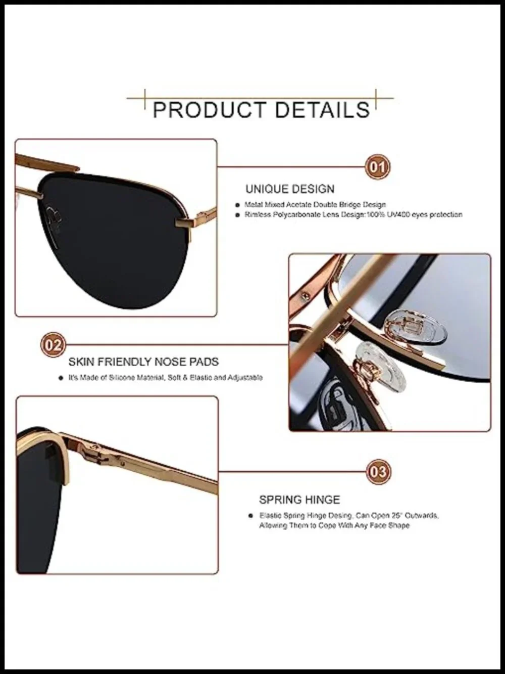 Oversized Aviator Sunglasses with UV Protection for Women Men